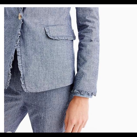 J.Crew Chambray Regent blazer with ruffle trim - Picture 3 of 9